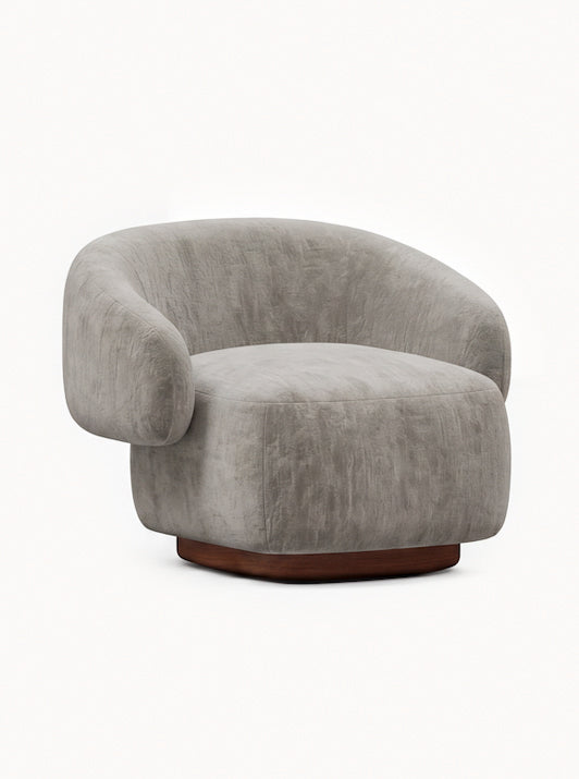 Lounge Chair Cocoon with Wooden Swivel Leg 360°