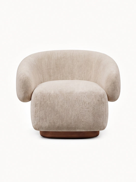Lounge Chair Cocoon with Wooden Swivel Leg 360°