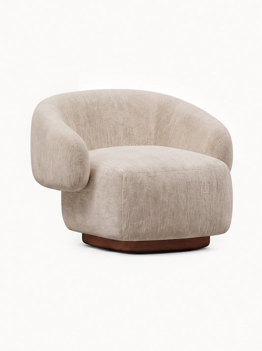 Lounge Chair Cocoon with Wooden Swivel Leg 360°