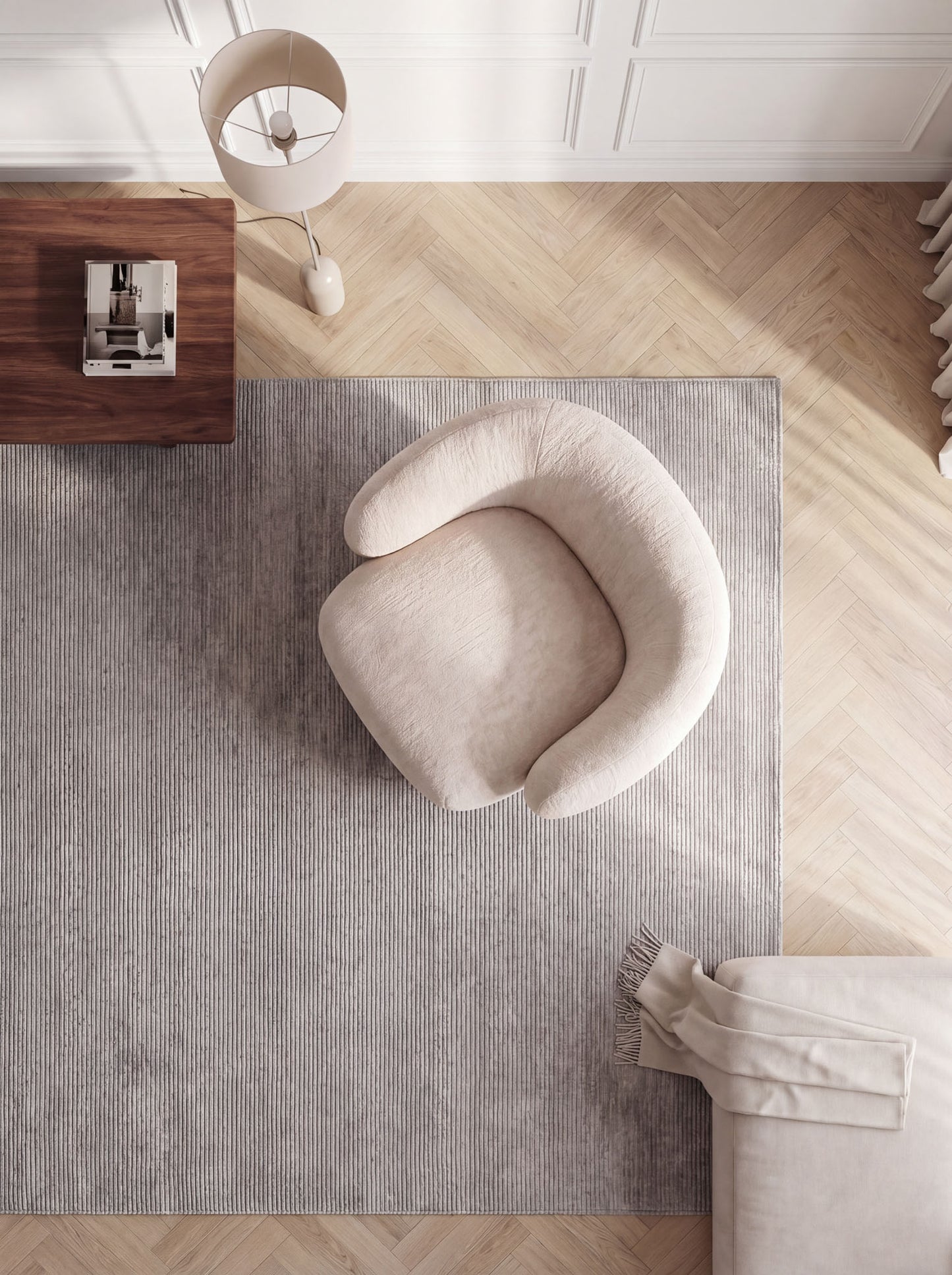 Lounge Chair Cocoon with Wooden Swivel Leg 360°
