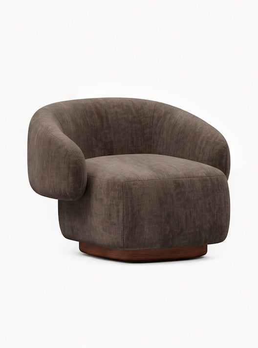 Lounge Chair Cocoon with Wooden Swivel Leg 360°
