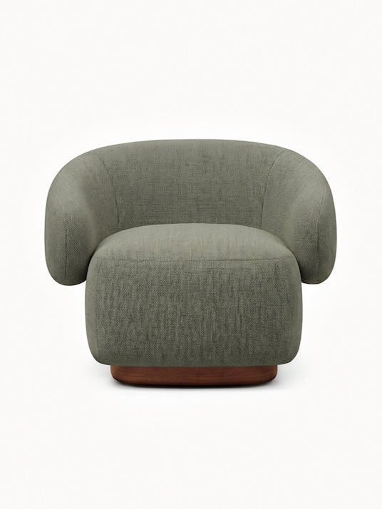 Lounge Chair Cocoon with Wooden Swivel Leg 360°