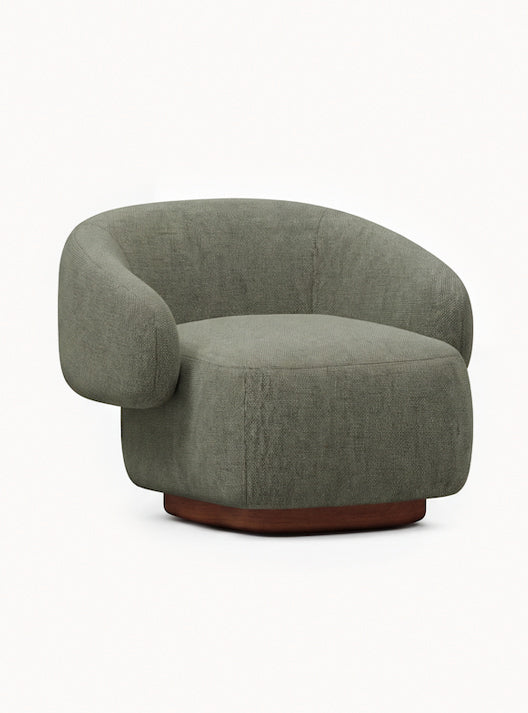 Lounge Chair Cocoon with Wooden Swivel Leg 360°