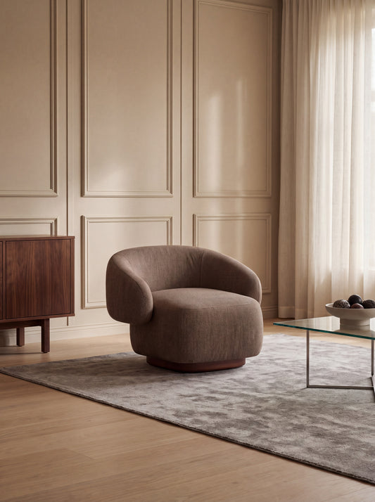 Lounge Chair Cocoon with Wooden Swivel Leg 360°