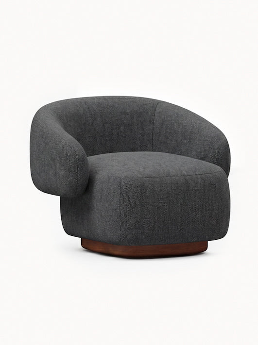Lounge Chair Cocoon with Wooden Swivel Leg 360°