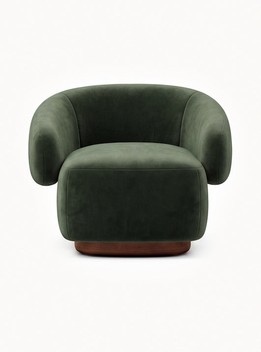 Lounge Chair Cocoon with Wooden Swivel Leg 360°