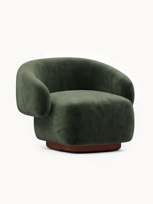Lounge Chair Cocoon with Wooden Swivel Leg 360°