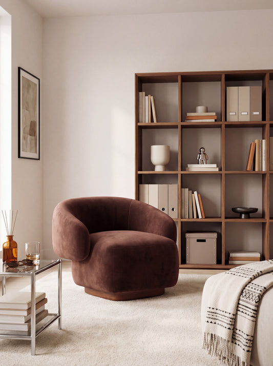 Lounge Chair Cocoon with Wooden Swivel Leg 360°