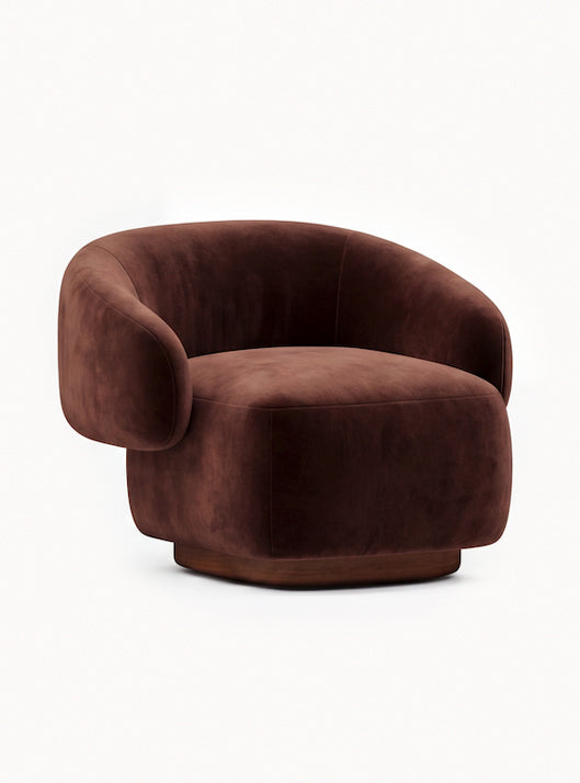 Lounge Chair Cocoon with Wooden Swivel Leg 360°