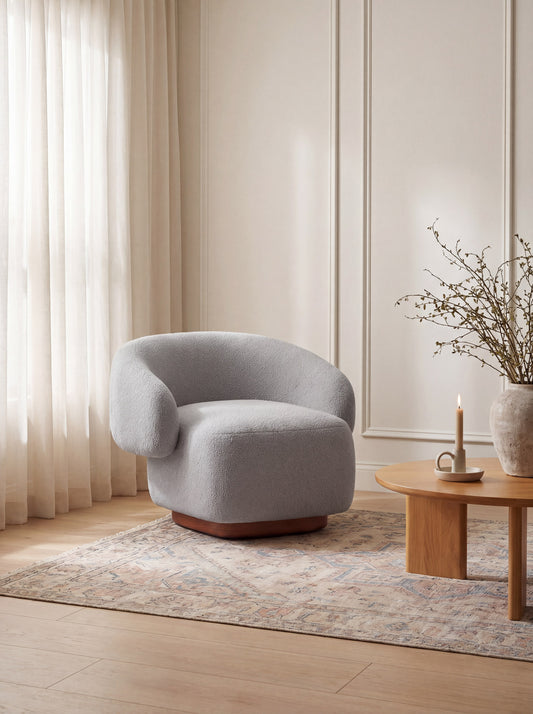 Lounge Chair Cocoon with Wooden Swivel Leg 360°
