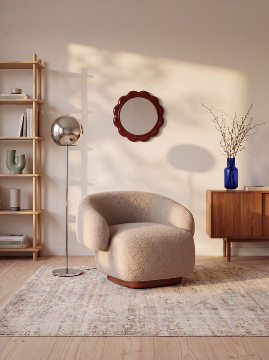 Lounge Chair Cocoon with Wooden Swivel Leg 360°
